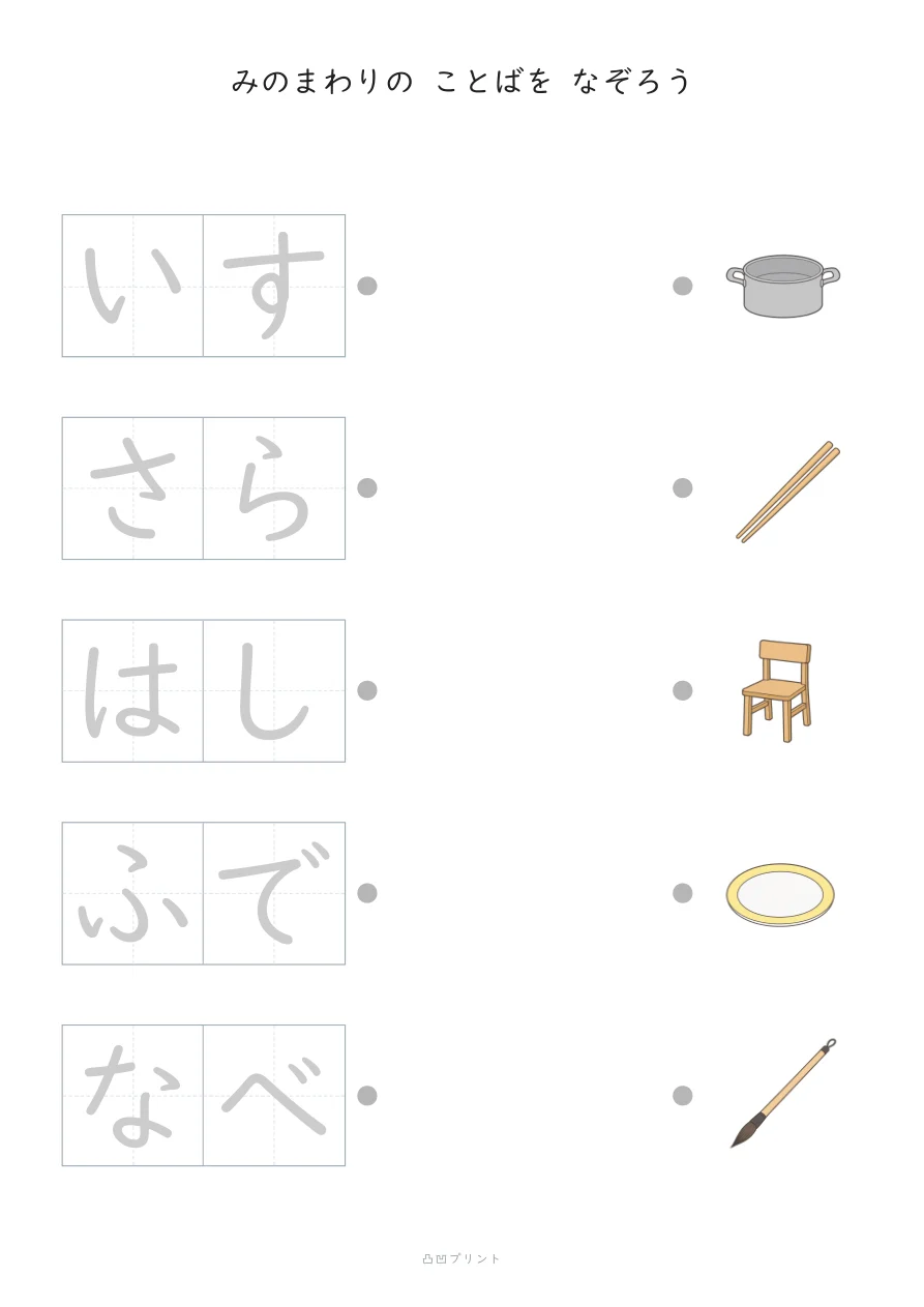 みのまわり②|ぜんぶ なぞるの見本